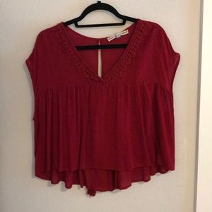 Dark Red, flowy crop top